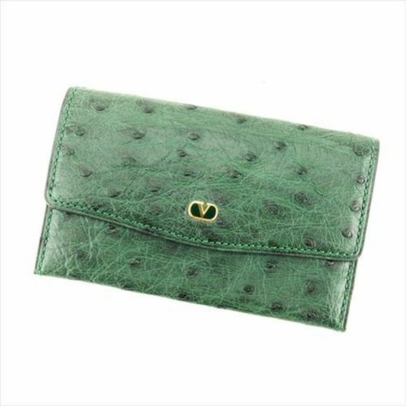 Authentic Valentino Garavani Card Case Green Woman unisex